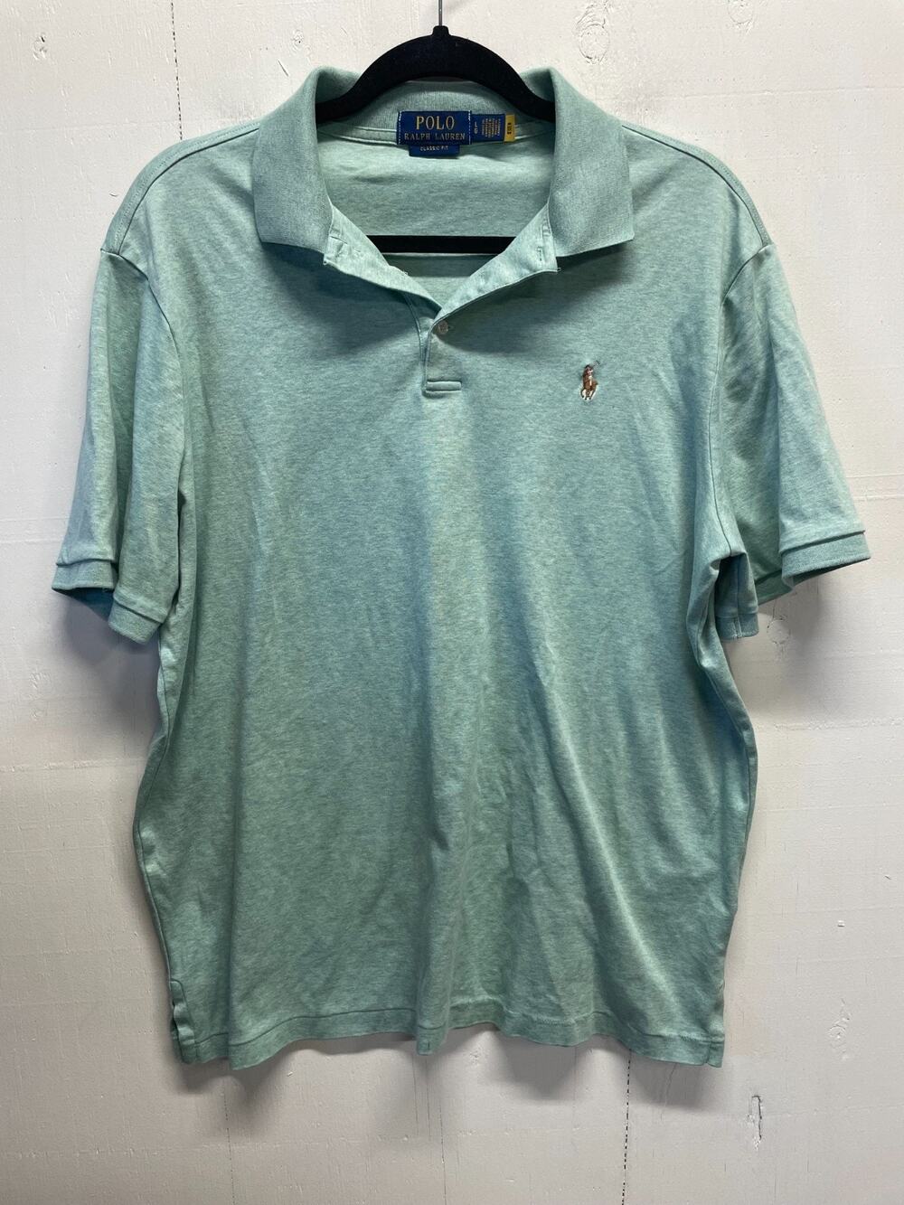 Ralph Lauren Polo Men’s Large Green Flesh Pony 100% Cotton Stretch Classic Fit